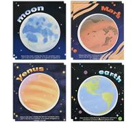 Planet Sticky Note 8Pcs Set, 4 Styles Planet - Themed Venus, Earth, Mars, Moon Shaped Memo Note Pads Markers, 8x8cm Cute Outer Space Circle Self-Stick Notes for Classroom Office School Supplies
