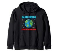 Planet System Warning Environmental Awareness Illustration Zip Hoodie