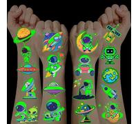 Planet Tattoos for Kids,10 Sheets Temporary Tattoos Party Bags Fillers for Kids Tattoos Boys Glow in The Dark Stickers Space Toys for Boys 3 4 5 6 7 8 9 10 11 12 Year Old Boys Gifts Party Favours