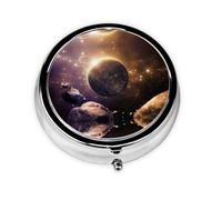 Planet This Small, Round Pill Box is a Portable Travel Medicine Organizer with Three compartments for Storing Daily medications.