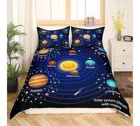 Planet Universe Duvet Cover King Sets 3D Printed Microfiber Space Galaxy Bedding Set Ultra-Soft Quilt Cover 240 x 220 cm with Zipper Closure and 2 Pillowcases 50x75 cm a_634