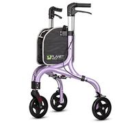 PLANET WALK Premium 3 Wheel Rollator for Elderly - Ultra Lightweight Folding Walker for Elderly - 3 Wheel Mobility Aid Aluminum Tri Wheeled Mobility Aid - Bright Purple