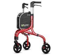 PLANET WALK Premium 3 Wheel Rollator Walker for Seniors - Ultra Lightweight Foldable Walker for Elderly, Aluminum Three Wheel Mobility Aid, Brilliant Red