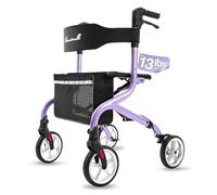 PLANET WALK Super Lightweight Rolling Walker for Seniors, Folding Walker with Seat and 8" Rubber Wheels for All Terrain, Exclusive Design, Aluminum Frame, Heavy Duty Walkers