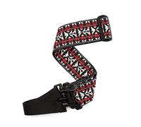 D'Addario Banjo Strap with Clips - Strap for Banjo - Banjo Accessories - Woven, Hootenanny - Red and Silver
