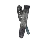 D'Addario Accessories Leather Guitar Strap - Guitar Accessories - Electric Guitar Strap, Acoustic Guitar Strap, Acoustic Electric Guitar Strap & Bass Guitar Strap - Embossed - Black