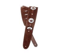Planet Waves D'Addario Leather Adjustable Guitar Strap, Brown Conchos