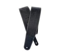 Planet Waves D'Addario Stonewashed Leather Adjustable Guitar Strap, Black with Contrast Stitch