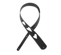 Planet Waves White Heart Icon Patches L25W1414 2.5-Inch Leather Guitar Strap - Black