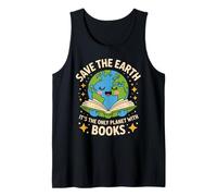 Planet with Books Reader Reading Environmentalist Earth Day Tank Top