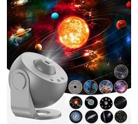 Planetarium Star Projector, 13 in 1 LED Galaxy Projector Light with 12 Film Discs Children's Starry Sky Projector Lamp Space Projector for Bedroom Living Room, Party (Gray)