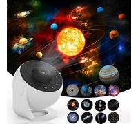 Planetarium Star Projector, 13 in 1 LED Galaxy Projectors Light with 12 Film Discs Children's Starry Sky Projector Lamp for Bedroom Living Room, Party (Black+White)
