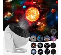 Planetarium Star Projector LED Globe Galaxy Projector with 13 Film Discs for Kids Adults Ceiling Night Light Black-White