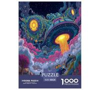 Planetary Adventure Jigsaw Puzzles Great Gift for Adults 1000 Piece Fun Challenging Home Decoration Brainteasing The UFO Arrival Jigsaw Puzzle for Adults 38x26cm/1000pcs
