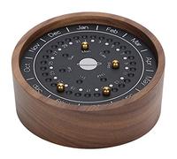 Planetary Calendar, Wooden Desk Calendar with Chinese Sundial Design, Multi - Date Display for Month Day Week, Handcrafted Walnut Business Table Calendar for Office Home Decoration (Black)