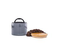 Planetary Design Airscape Ceramic Coffee and Food Kitchen Storage Canister | Patented Airtight Inner Lid with 2-Way Valve Preserves Food Freshness | Ceramic with Bamboo Top (Small, Slate Grey)