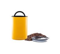 Planetary Design Airscape Stainless Steel Coffee Canister | Food Storage Container | US patented Airtight Lid | Push Out Excess Air and Preserve Freshness (Medium, Matte Yellow)