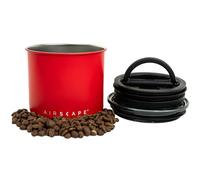 Planetary Design Airscape Stainless Steel Coffee Canister | Food Storage Container | US patented Airtight Lid | Push Out Excess Air and Preserve Freshness (Small, Matte Red)