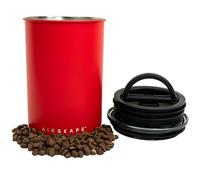 Planetary Design Airscape Stainless Steel Coffee Canister | Food Storage Container | US patented Airtight Lid | Push Out Excess Air Preserve Food Freshness (Medium, Matte Red)