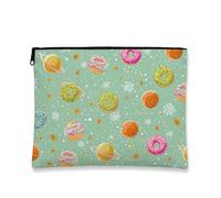 Planetary Makeup Bag, Colorful Donuts Space Cosmetic Travel Pouch for Women, Portable Small Canvas Zipper Organizer, Fun Skincare Toiletry Bag for Festivals, Colorful, 7x9 Inch, Planets