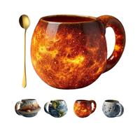 Planetary Mug Collection, Solar System Planet Mugs Set, Earth & Moon & Saturn & Sun Mug, Space Embossed Planet Mugs, Tea, Milk, Space Gifts for Women, Man (Sun)