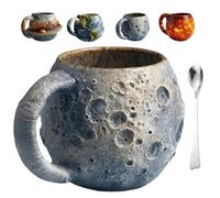 Planetary Mug Collection, Space Embossed Planet Mug, Earth/Moon/Saturn/Sun, High-Temperature Firing Ceramic, High-Precision Sculpture, Hard to Slip, Coffee, Tea, Milk, for Women, Man (Moon)