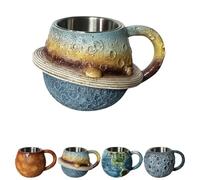 Planetary Mug Collection, Space Embossed Planet Mugs, Unique Space - Themed Coffee, Solar System Planet Mugs Set, Earth & Moon & Saturn & Sun Cups, for Astronomy Lovers (Saturn)