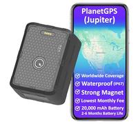 PlanetGPS Jupiter) Magnetic GPS Tracker in Real Time without Monthly Fee (SIM Card and 365-Day Data Plan Included) | Update Intervals in the App from 10-180