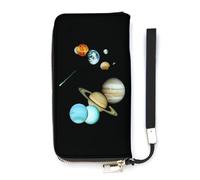 Planets and Comets Slim Wallet for Women Long Purse Cute Clutch Wristlet Handbag Card Holders