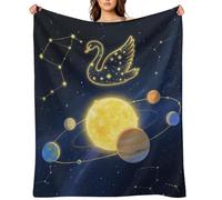 Planets and Constellations Flannel Fleece Throw Blanket Soft Cozy Throws for Couch Sofa Bed Farmhouse Blanket Comfort Decorative Travel Blankets Lightweight All Season 50"x60"