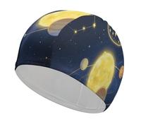 Planets and Constellations Swim Cap High Elasticity Anti Slip Waterproof Comfortable Swim Hat Bathing Cap for Men Women