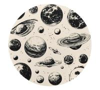 Planets and Moons around the Universe Round Mouse Pad, Mousepad with Non-Slip Rubber Base, Computer Gaming Pads for Wireless Mouse, Easy Gliding