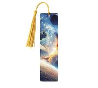 Planets and Stars in The Universe Unique Double-Sided Artwork Printed Wooden Bookmarks, Artistic Book Accessories Birthday Presents for Men Women Presents for Book Lovers