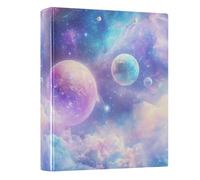 Planets Cloudscape Cosmic Violet Blue 3 - Ring Binders with 1.57" Round Rings Fit 200 Sheets of 8.5x11 Inches Paper for Classroom School Home Office Meeting, 12.4x10.63x2.36 Inches