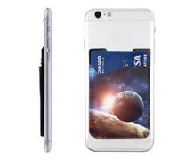 Planets in space background Phone Wallet - Adhesive Credit Card Holder for Back of Phone Case, Leather ID Card Pouch - Stick On Phone Pocket Great Storage Compatible with Most Cell Phones