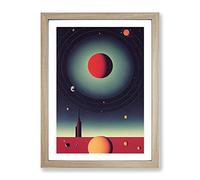 Planets In Space No.1 Framed Print | A2 Oak Framed Wall Art | Ready to Hang | Modern Space Picture | Living Room Bedroom Lounge Office