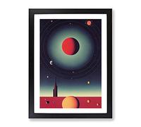 Planets In Space No.1 Framed Print | A4 Black Framed Wall Art | Ready to Hang | Modern Space Picture | Living Room Bedroom Lounge Office