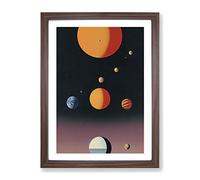 Planets In Space No.2 Framed Print | A2 Walnut Framed Wall Art | Ready to Hang | Modern Space Picture | Living Room Bedroom Lounge Office