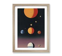 Planets In Space No.2 Framed Print | A3 Oak Framed Wall Art | Ready to Hang | Modern Space Picture | Living Room Bedroom Lounge Office