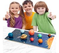 Planets Kids Solar System Toys - 23.3 * 16.9 * 9cm Solars System Model Kid, Puzzle Cognitive Board Deepen Parent-Child Interaction, Identify The Solar Systems for Kids Center, Kindergarden