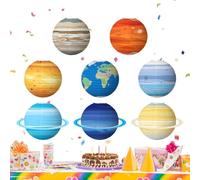 Planets Lanterns 8 Pieces, Inflatable Planets 30 Cm, Space Theme Lantern for Classroom Science Birthday Baby Shower Ceiling