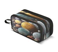 Planets Moons Space Galaxy Pencil Case Big Capacity Pen Bag Pouch Holder 3 Compartments Large Pencil Box for Boys Girls School Storage Organizer