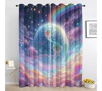 Planets Nebula Curtain for Living Room, Universe Rainbow Blackout Curtains for Bedroom, Dreamy Galaxy Window Treatment Room Darkening Eyelet Drapes 52 x 108 Inch 13 Panels Uc708