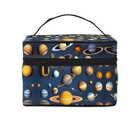 Planets of The Solar System Travel Makeup Bag (9x6.5x6.2 Inches), Cosmic Cosmetic Case