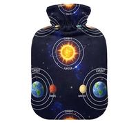 Planets Solar System Hot Water Bottles with Soft Velvet Cover Warm Water Heat Bottles for Menstrual Cramps Pain Relief Medium