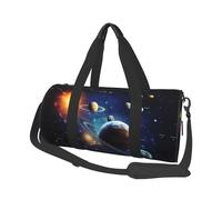 Planets Stars And Milky Way Galaxy Duffle Bag With Shoes Compartment And Adjustable Strap,Foldable Travel Duffel Bags For Men Women,Waterproof Duffel Bags, Black, One Size