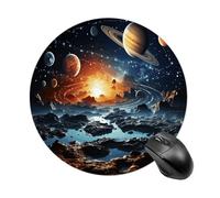 Planets Stars and Milky Way Galaxy Mouse Pads Fashion Computer Mouse Mats Washable Portable Round Mousepad with Non-Slip Rubber Base Mouse Mat for Laptop Home Office Desk Accessories