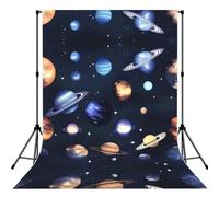 Planets Stars and Milky Way Galaxy Print 5×7ft Photo Backdrop, Seamless Background Cloth for Studio and Portrait Photography(No Stand)