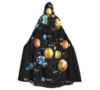 Planets Stars And Milky Way Galaxy Print Adults Hooded Cloak, Halloween Robe Hooded Cape Witch Wizard Cosplay Costumes For Men Women