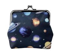 Planets Stars and Milky Way Galaxy Print Charm and Versatile Coin Purse Exquisite Waterproof Kiss Lock Wallet for Keys Cards